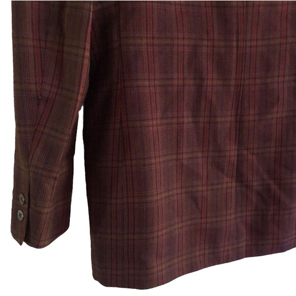 VTG Burberrys Scottish Lambswool Plaid Blazer Womens Sz 10 Burgundy 2 Button USA - Picture 6 of 15